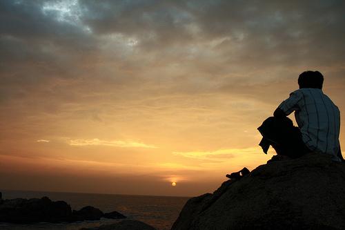 sunset,boy,alone