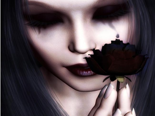 rose,black,tears,weeping,girl