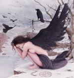 angel, crow, girl