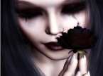 rose, black, tears, weeping, girl